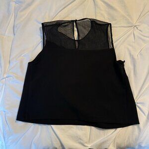 Zara Basic Black Sheer Panel Sleeveless Blouse - Women's Size Small